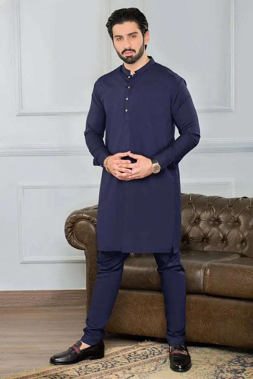 Men's Wash And Wear Kurta Pajama Set - 2 Pcs | Washable Clothes in Blue