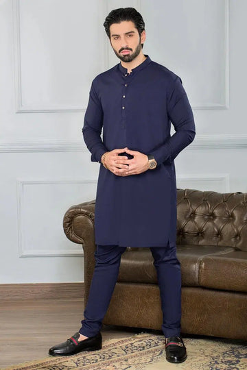 Men's Wash And Wear Kurta Pajama Set - 2 Pcs | Washable Clothes in Blue