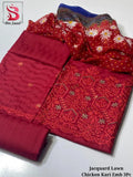 3 Pcs Women's Unstitched Chikankari Embroidered Suit
