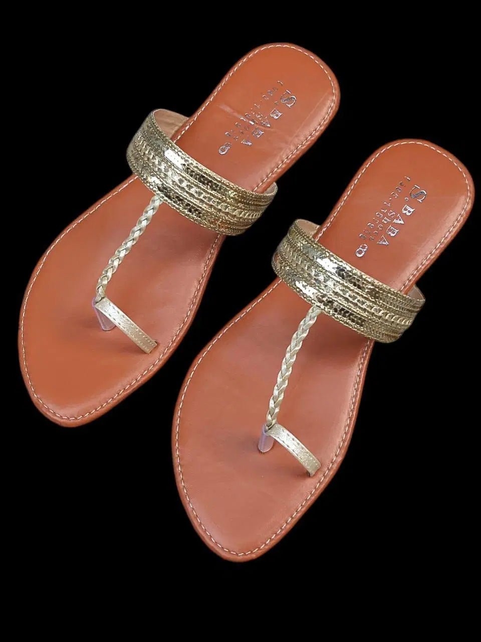 Stylish Golden PU Leather Kolhapuri Chappal for Women - 1 Pcs - JZ Hub - Stylish Women's & Men's Clothing, Shoes, and Accessories