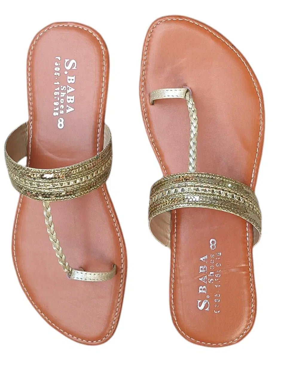 Stylish Golden PU Leather Kolhapuri Chappal for Women - 1 Pcs - JZ Hub - Stylish Women's & Men's Clothing, Shoes, and Accessories