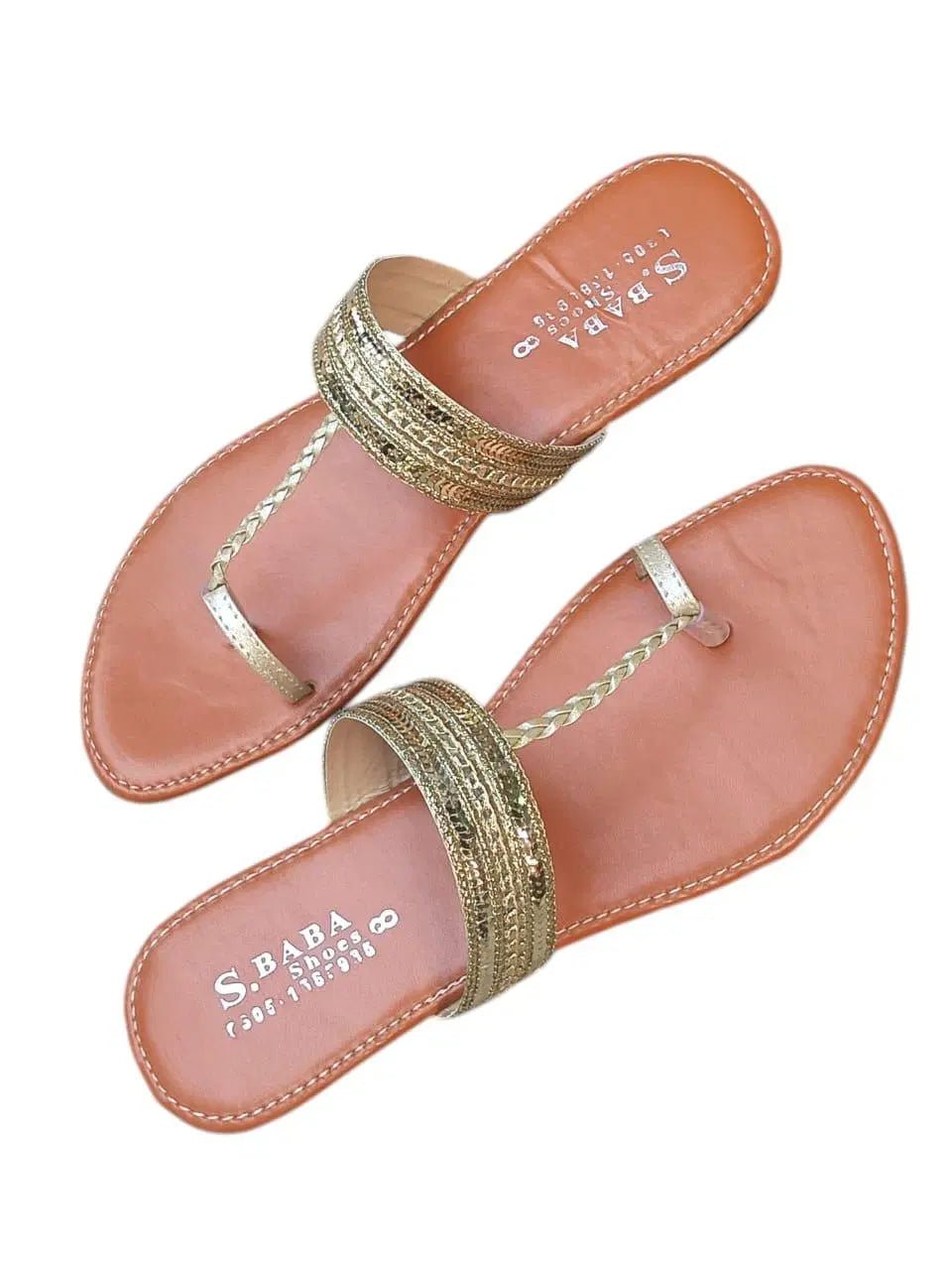 Stylish Golden PU Leather Kolhapuri Chappal for Women - 1 Pcs - JZ Hub - Stylish Women's & Men's Clothing, Shoes, and Accessories